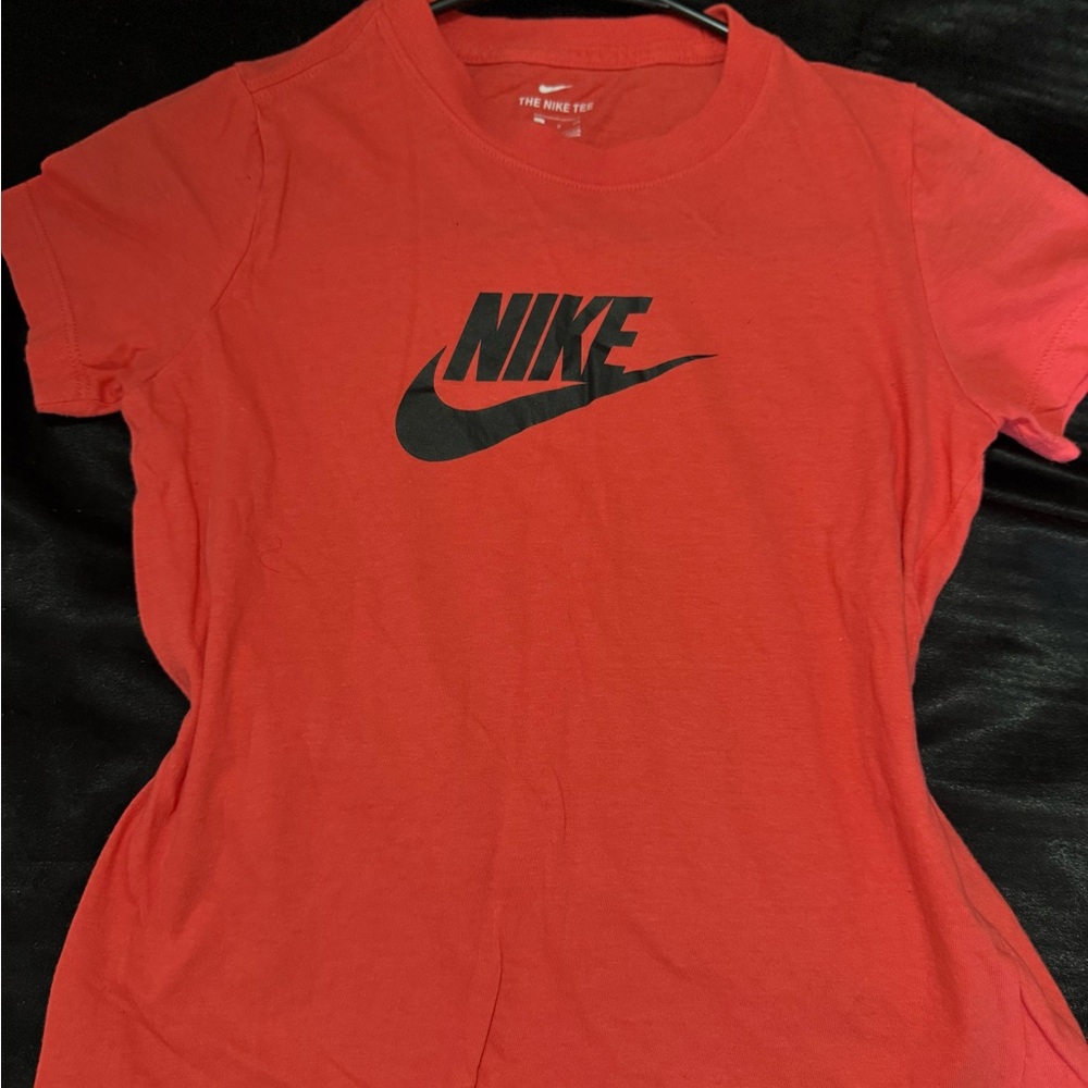 Nike Pink and Red Fitted Polo Short Sleeve Tee